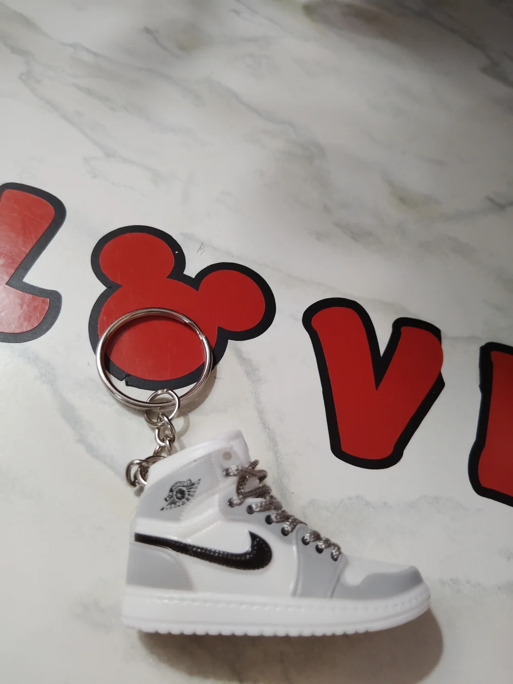 Kids Mini Sneaker Keychain - White/Black